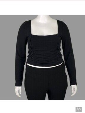 Wilfred Lydia Black Ruched Top - Size XL